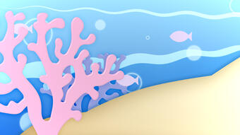 A cute-type underwater themed overlay. Key colours: blue, yellow, pink