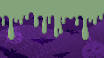 A cute-type Halloween themed overlay. Key colours: purple, green